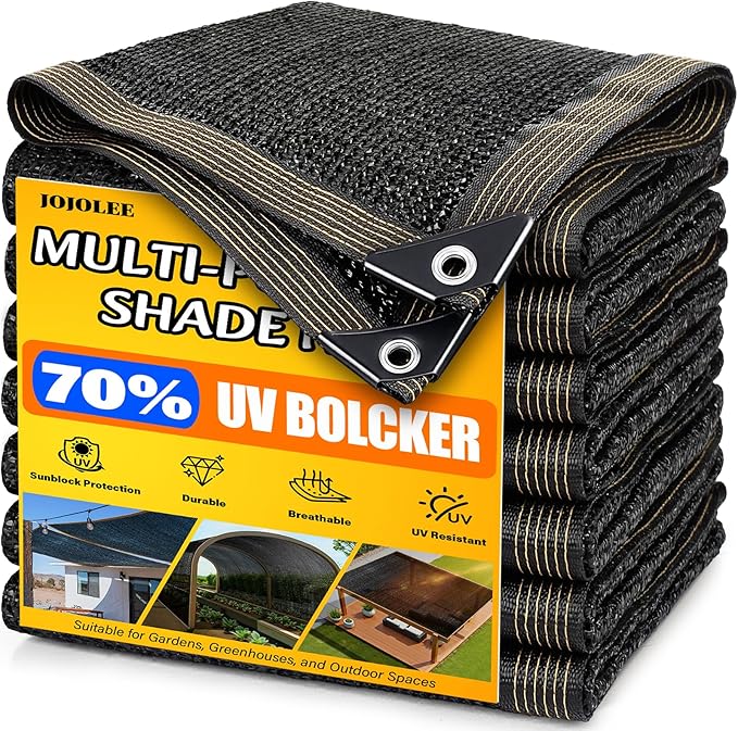 JOJOLEE 70% Shade Cloth 3.3x6.6 FT, Sun Shade Net with Grommets, UV Block Mesh Tarp for Outdoor Patio, Garden, Pergola, Greenhouse, Chicken Coop, Balcony