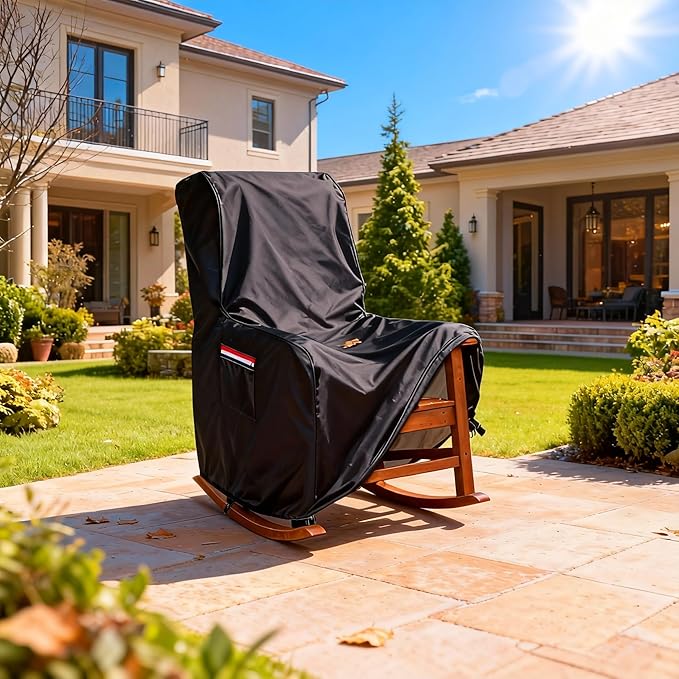 Outdoor Recliner Chair Cover,600D Heavy Duty Waterproof Patio Reclining Lounge Chair Cover,Outdoor Furniture Covers for Lawn/Garden Recliner Chiar,Black