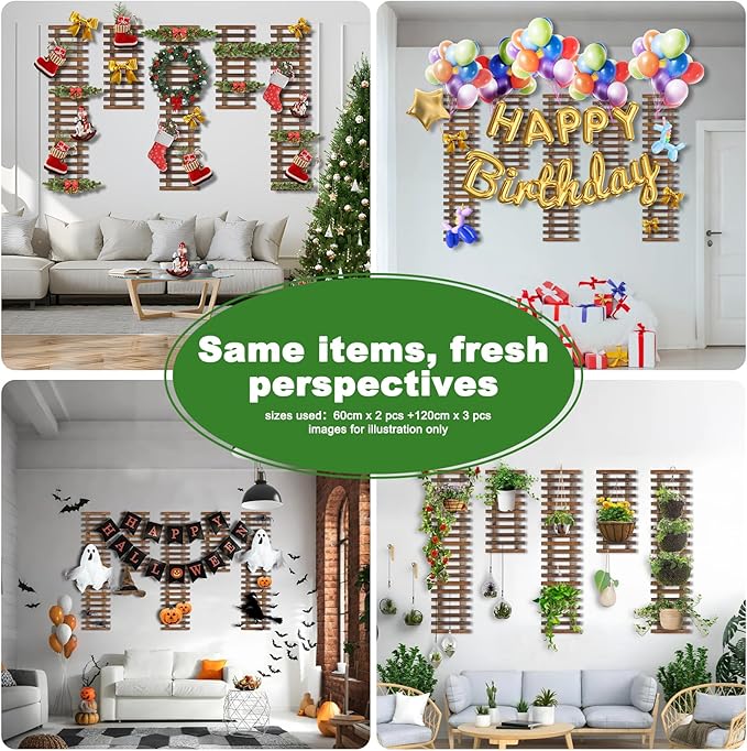 Mulctun 2 Pcs Wall Planters - 11.4"W x 23.62"H Wooden Wall Planters for Indoor Outdoor Plants,Hanging Wood Wall Trellis,Wall Mounted Plant Holder for Orchids,Succulent,Air Plants,Hanging Pots Display