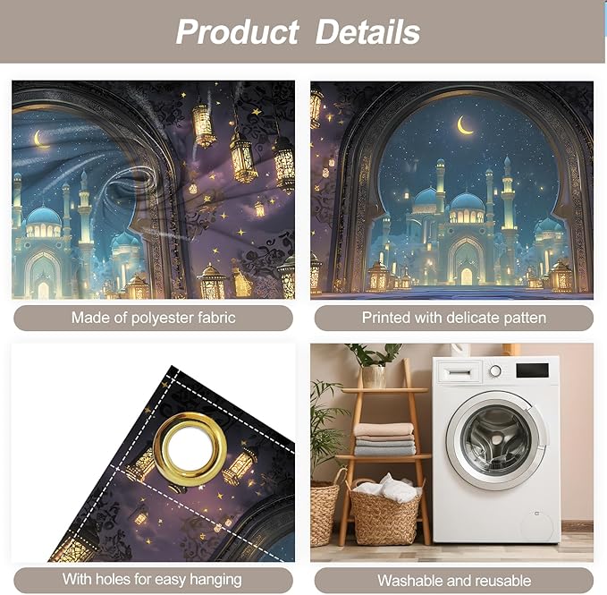 7 * 16FT Summer Garage Door Cover Decorations Sunset Palm Trees Garage Door Banner for Outdoor Indoor Summer Party Photography Backdrop (Ramadan, 6 * 13 ft)