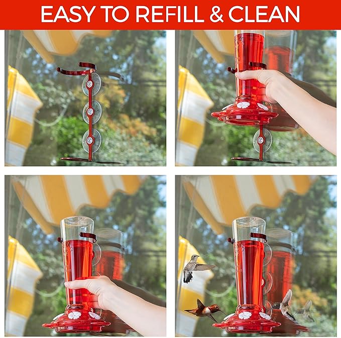 Large Leak Proof Window Hummingbird Feeders for Outdoors Hanging - Wasp and Bee Proof - Window Hummingbird Feeder for Outdoor - Window Mount