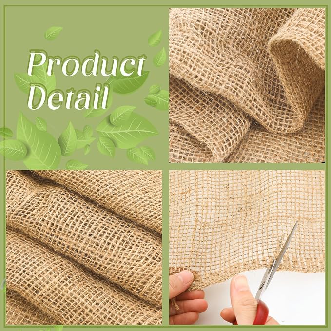 Buryeah 40 Inch x 33 ft Burlap Fabrics Roll Natural Burlap Garden Multipurpose Weed Barrier Garden Landscape Blankets Cloth Weed Barrier Fabric Jute for Outdoor Home Craft Shrubs Party Decor