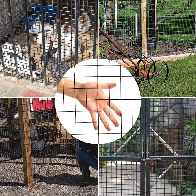 48'' x 50' 1/2inch Hardware Cloth 19 Gauge Black Vinyl Coated Welded Fence Mesh for Home and Garden Fence and Home Improvement Project