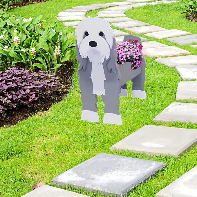 Baba Collie Dog Planter Plant Pots,Cute Dog Flower Planter,Gifts for Pet Lovers,Unique Animal Plant Pots,Office,Indoor Outdoor Garden Decor(9.45 * 5.98 * 13.54in)