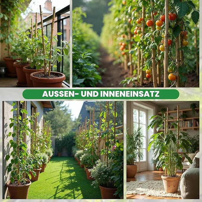 60 Pack Bamboo Stakes for Plant 4 Feet (48 inch) with Twist Ties Bamboo Sticks Plant Support Garden Stakes Poles for Tomatoes Cucumber Grapes Pole Beans Trees Potted Dahlia Flowers