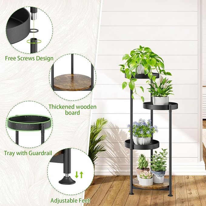 Oppro Plant Stand Indoor Outdoor Set of 2, Tierd Corner Plant Stands Holder, Iron Flower Shelf Display Rack for Window Balcony Garden Patio