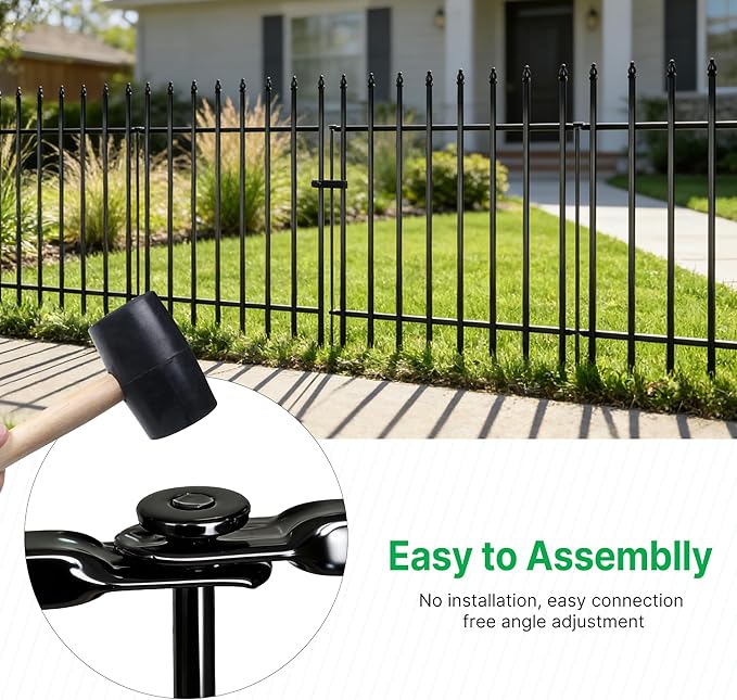 Thealyn Metal Garden Fence 42" H x 30" W, 5 Panels (4 Panels + 1 Gate), Total 12.5 feet, Metal Border Folding Fence, Landscape Fencing Dog Fence Pet Fence for Flower Bed, Yard, Animal Barrier