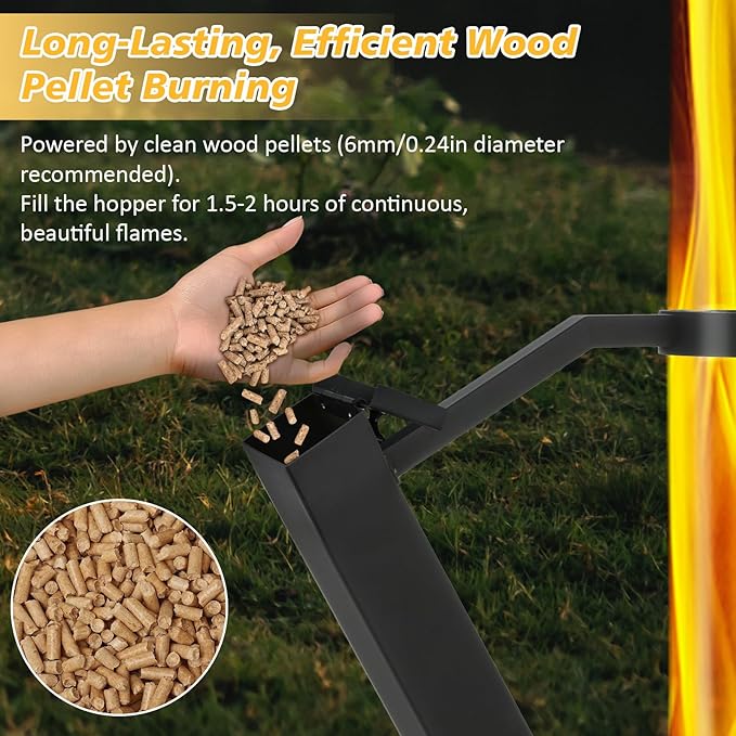 CHARMELEON Stainless Steel Pellet Stove&Wood Pellet Fire Pits for Outside – 51In Wood Pellet Heater–Outdoor Fire Pit for Backyard – Fireplace for Camping Patio Garden Picnic(Glass Tube-39.3In)