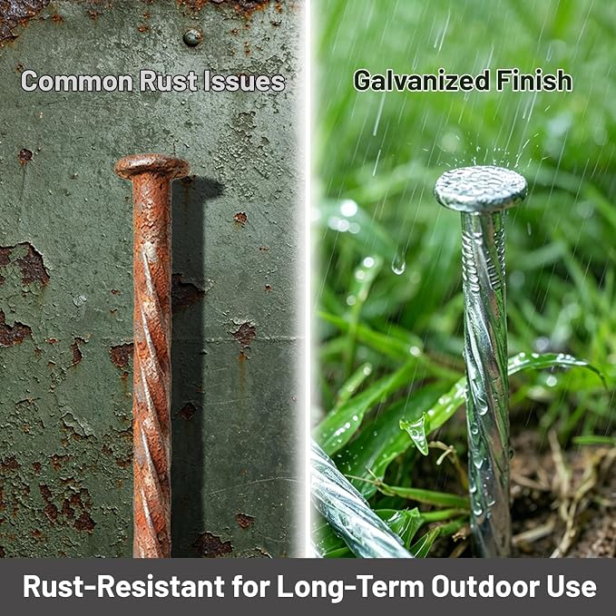 10 Inch Galvanized Landscape Stakes 32 Pack Heavy Duty Metal Spiral Anchoring Spikes Garden Nails for Paver Edging, Camping Tent, Weed Barrier, Artificial Turf, Carpentry and More