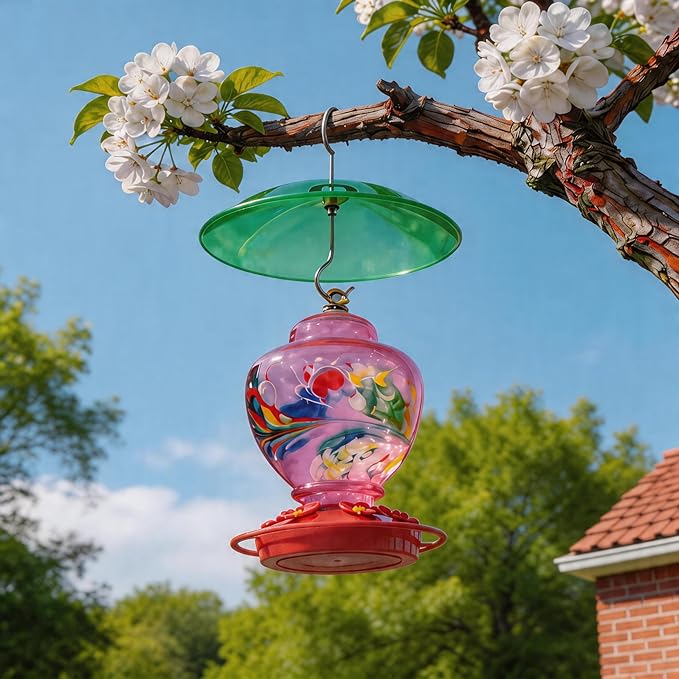 Small Rain Cover for Bird Feeder - 2PC x 8" Mini Hanging Weather Guard Protective Dome Against Rain/Snow/Sun - Green Translucent Plastic - Dia. 20CM