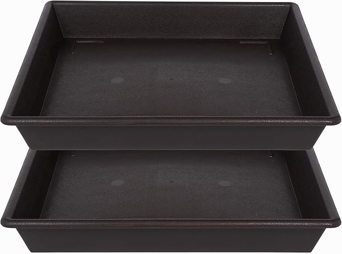 NIMYAU Square Plant Saucer 20 Inch 2 Pack, Large Plant Trays for Pots Heavy Duty Plastic Plant Saucers for Indoors Outdoors, Flower Pot No Holes Plant Lover Gardening Gifts