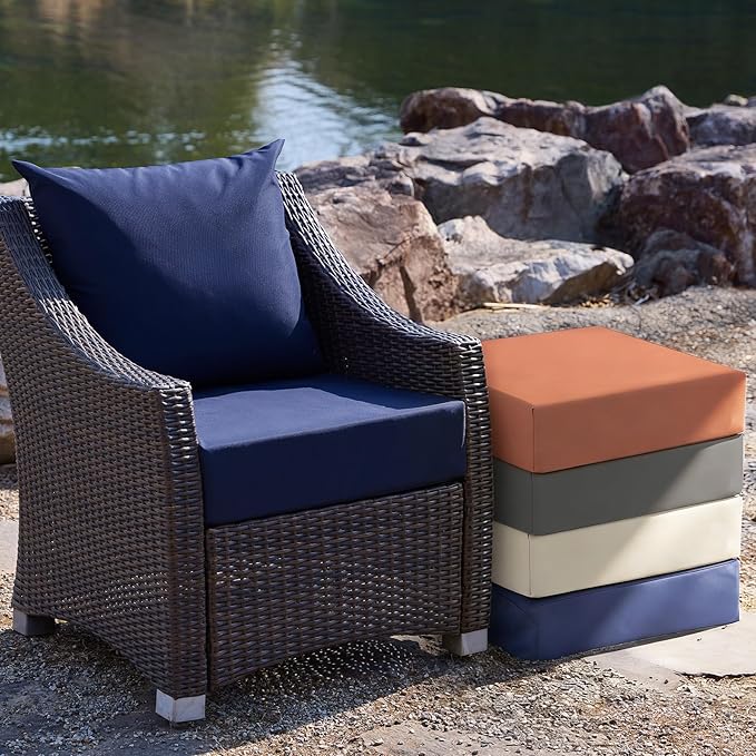 Outdoor Cushions for Patio Furniture, Outdoor Seat Cushion Set 24 x 24 x 5.75 Inch, Waterproof & Fade Resistant Outdoor Chair Cushions, Deep Seat Patio Cushion with Removable Cover, Navy Blue