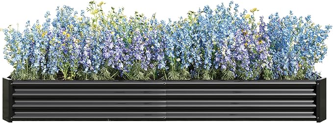 Galvanized Raised Garden Bed for Vegetables,Planter Raised Garden Boxes Outdoor,Metal Raised Garden Beds Steel Kit for Vegetables Flower Herb Patio Black Rectangle
