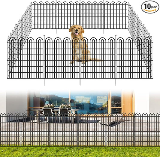 10 Panels Tall Garden Animal Barrier Fence, 33 in(H) X 24.5 ft(L) No Dig Decorative Garden Fence Outdoor for Yard, Heavy Duty Rustproof Metal Edging Border for Dog, Rabbits