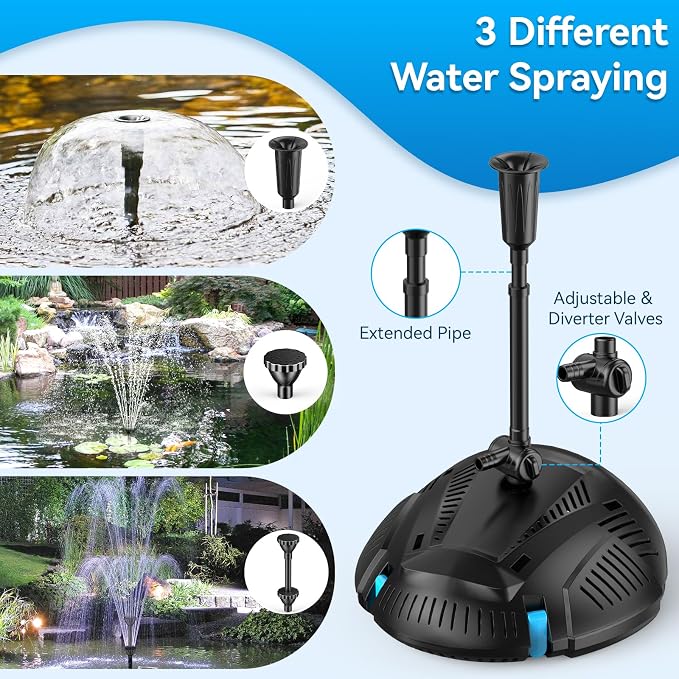 POPOSOAP Pond Filter with Pump Fountain Kits Built-in UV Clarifier, 660GPH/40W Pond Filters for Outdoor Ponds Clearing, Garden Fish Tank, Aquarium, and Add Water Features