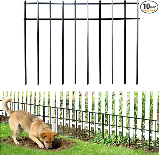 Black Animal Barrier Fence 12in (H) X13.8ft (L) with 1.55 Inch Spacing, Heavy Duty 4 Gauge Galvanized Under Fence Dog Barrier, Anti Digging Fence Guard Bottom Barrier