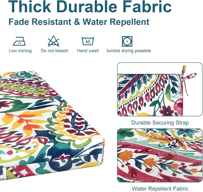 DYTXIII Set of 4 Outdoor Chair Cushions, Water Resistant 18.5"x16"x2" Square Seat Cushion for Patio Dining Chairs, High-Density Replacement Pads for Indoor Outdoor Furniture - Vigour Paisley