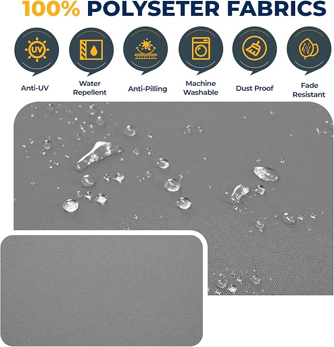 HOMREST 14-Piece Outdoor Cushion Covers Set for Patio Furniture, Reversible Double-Sided Sofa Slipcovers with Zipper, Water-Repellent Replacement Covers Only (Grey, 25.6×25.6×3.9in)