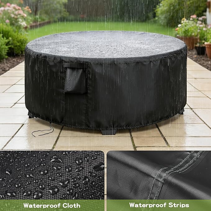 Outdoor Round Coffee Table Cover 48 Inch, Waterproof Patio Round Table Covers, Heavy Duty Outdoor Furniture Cover - 48 x 18 Inch