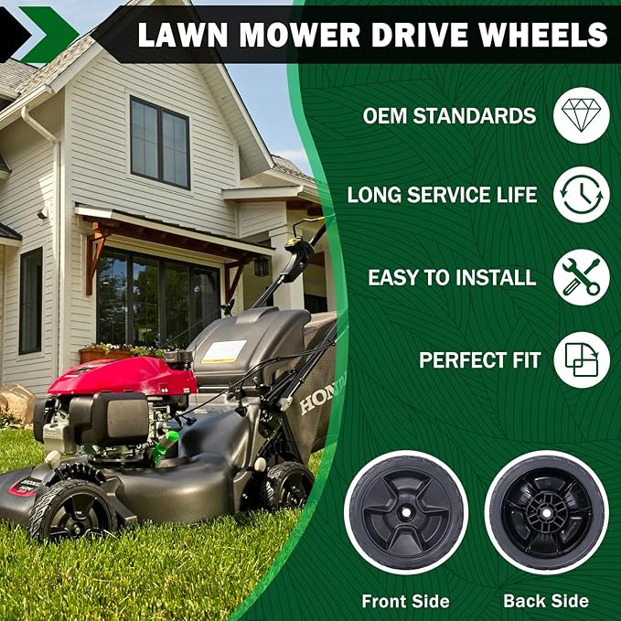 CheeMuii HRN216 Lawn Mower Front Drive Wheels Kit 2 Pcs Front Wheels Replace for 44710-VR8-N00ZA 8" Push Mower Wheel Compatible with Honda HRN216 Lawn Mower