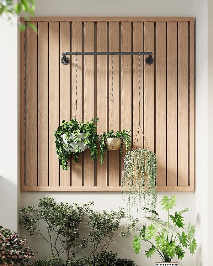 SOFITORG Plant Haning Rod, Hanging Planters for Indoor Plants with 3 Chains, Wall Plant Hanging Bar for Window Celling, 38.2 Inch, Metal Black, Pots Not Included