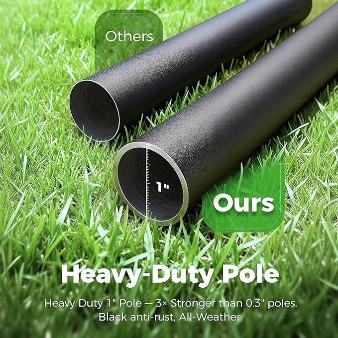 Bird Feeder Pole with Squirrel Baffle, 92'' Inch 360° Rotating Heavy-Duty Bird House Pole for Outdoors,Adjustable Height,Universal Mount Kit for Bird Feeder Cameras&Houses (92'' Black)