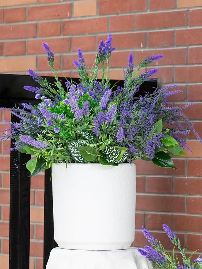 Green Moon 20 Bundles Artificial Lavender Plants Outdoor Fake Outdoor Plants UV Resistant for Home Planter Garden Patio Yard Decor