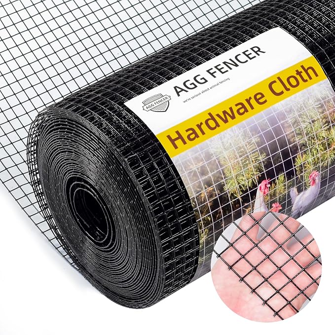 36in x 100ft Black Hardware Cloth 1/2 inch 19Ga PVC Coated Wire Mesh Vinyl Coated Fence, Welded Metal Chicken Wire Fencing Roll, Garden Plant Fencing, for Chicken Coop and Home Improvement