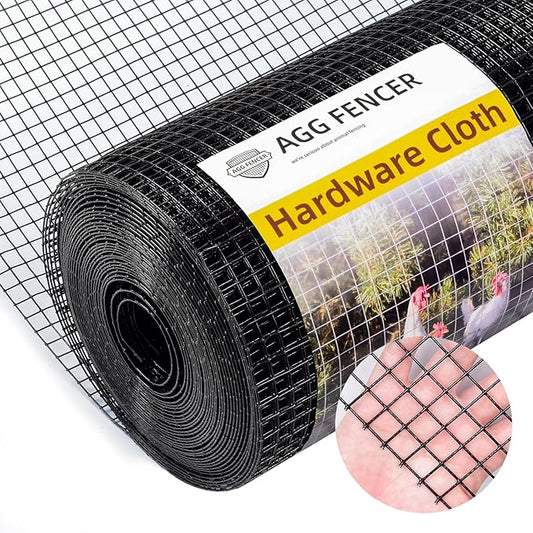 48in x 50ft Black Hardware Cloth 1/2 inch 19Ga PVC Coated Wire Mesh Vinyl Coated Fence, Welded Metal Chicken Wire Fencing Roll, Garden Plant Fencing, for Chicken Coop and Home Improvement