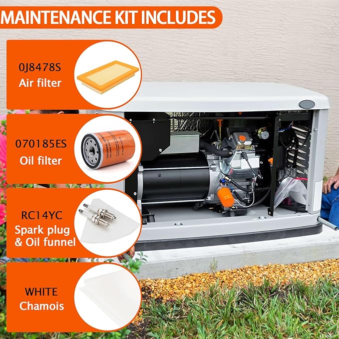 6484 Maintenance Kit Fit for Generac 12-18kW Standby Generators 760-990cc Engine Scheduled Maintenance Kit Include 0J8478S Air Filter, 070185E Oil Filter