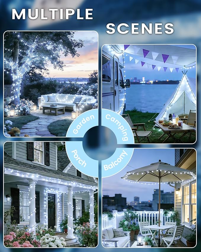 OZS 6 Pack 480LED Solar String Lights for Outside, Solar Christmas Lights Outdoor Waterproof with 8 Modes, Green Wire Solar Powered Tree Light for Patio Yard Garden Xmas Party Decorations (Cool White)