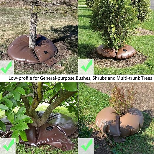 20gal Tree Watering Ring with Coconut Fiber Mulch Ring, Deep Root&Slow Release&Automatic Drip Irrigation Watering System for Trees and shrubs (2*Watering Ring +2* Mulch Mat)