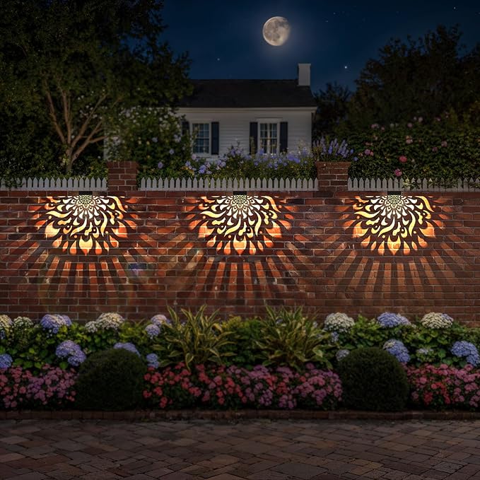 6 Pack Solar Fence Lights Wall lihgts Outdoor Decorations Solar Powered Step Deck Lights Warm Yellow Light Waterproof Decorative Lighting for Garden, Front Door, Backyard