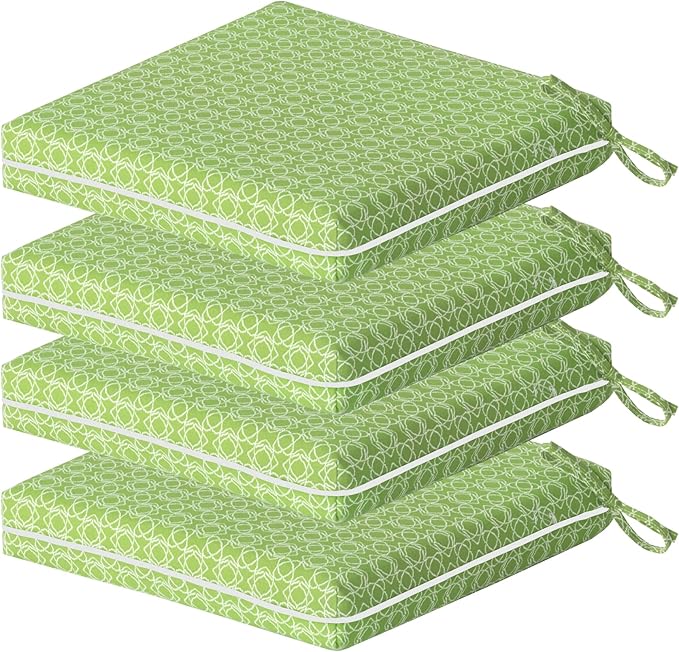 COZYVIDA Outdoor Chair Cushions Set of 4, 20"x20" Square Seat Pads with Tie Straps and YKK Zippers, 30D High-Density Foam, Water-Resistant Fabric,UV-Resistant 1000+ Hrs