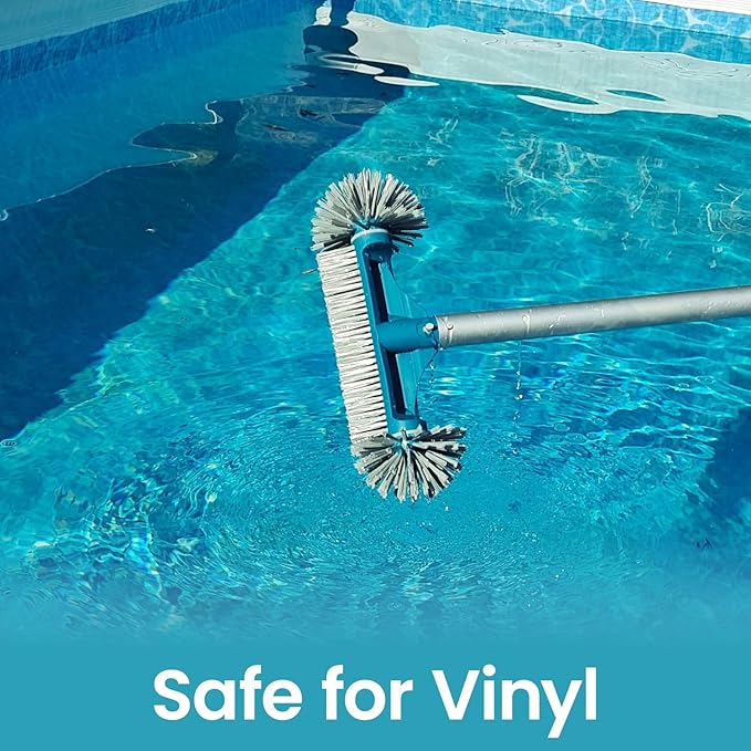 POOLWHALE 12.5” Pool Brush Head with Round Ends, Plastic Pool Brushes for Cleaning Above Ground Pool Walls, Stairs & Corners, Safe for Vinyl Liner(No Pole)
