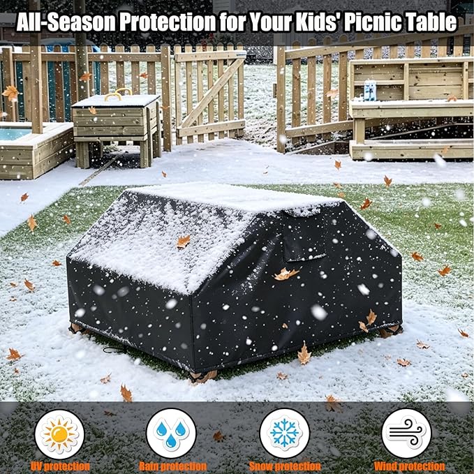 Waterproof Kids Picnic Table Cover for 3-in-1 Sand & Water Activity Table, Kids Outdoor Table Cover for Toddler Wood Outdoor Convertible Water Activity Table Weatherproof Protection