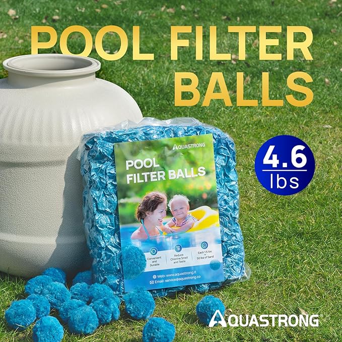 AQUASTRONG Pool Filter Balls for Sand Filter Pump, 4.6 lbs Reusable Sand Filter Balls (Replaces 150 lbs Pool Filter Sand), Efficient Stone Blue Filter Balls for Swimming Pools, Filter Pumps, Aquariums