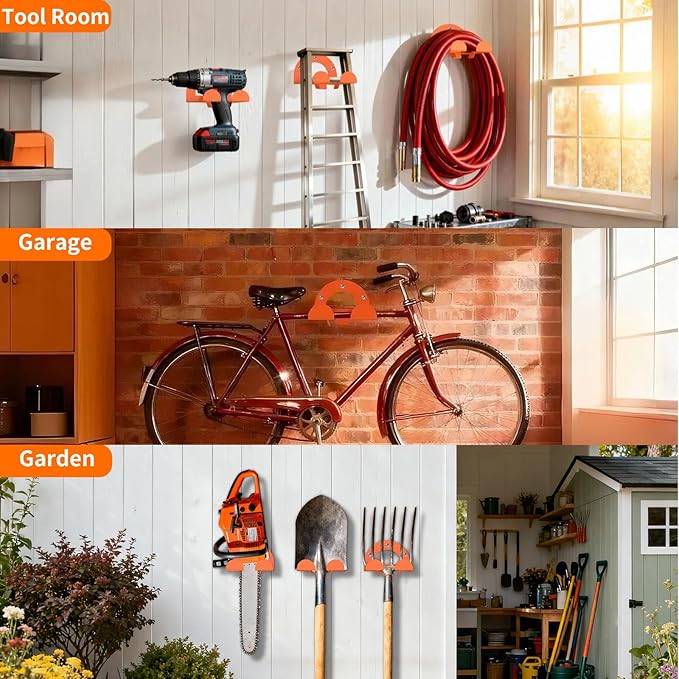 Weed Eater Hanger, Garage Organizer Trimmer Rack Wall Mount, Garden Power Tool Holder Garage Hooks for Grass Trimmer, Hedge Trimmer, Leaf Blower and Chainsaw Storage, 1 Pack