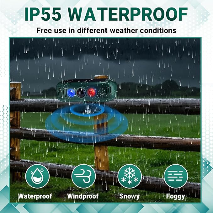 Qualirey 4 Pcs Solar Outdoor Alarm Motion Sensor 129dB Security Siren Sound Detector Strobe Light, 4 Modes Animal Deterrent Dog Barking Waterproof Alarm for Home, Farm
