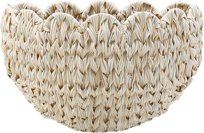 Coeusy Wicker Wall Basket,Scalloped Hanging Wall Basket for Storage and Organizing,Wicker Decorative Storage Baskets for Flower,Magazine,Nursery,Front Door,Bathroom Boho Decor
