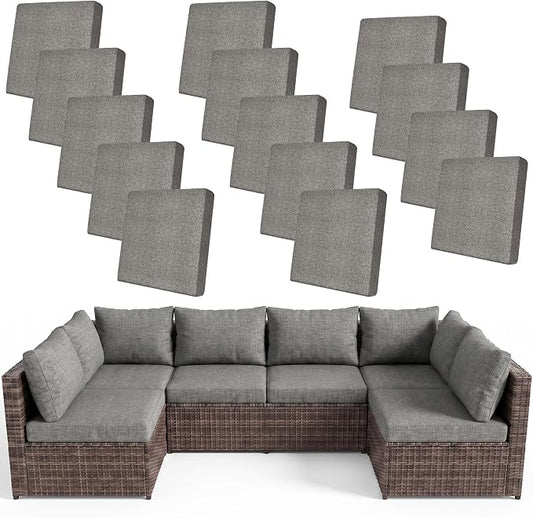 pickyNproud 14Pcs Patio Cushion Covers Stretch Outdoor Couch Cushions Slipcovers Replacement Washable Furniture Protector with Elastic Bottom Sofa Chair Seat Cover, Textured Charcoal Gray