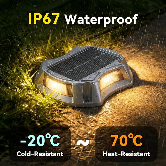 AGPTEK Remote Control Outdoor Solar Driveway Lights 12 Pack, RGB Multi-Colors & Modes Waterproof Color Changing Solar Powered Decorative Marker Security Lights for Garden, Deck, Dock, Step, Sidewalk