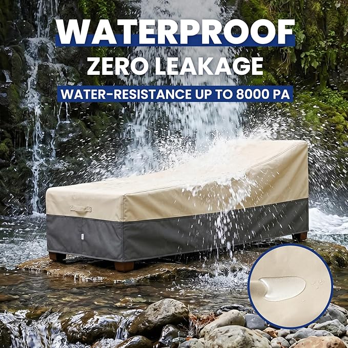 Extra Heavy Duty Patio Chaise Lounge Cover Waterproof 2 Pack - Lounge Chair Covers for Outdoor Pool Lounger and Patio Furniture, 84" x 32" x 32" H