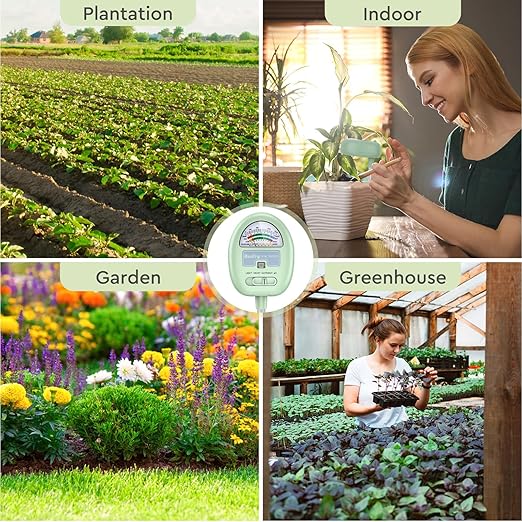 Soil Moisture Meter,4-in-1 Soil Ph Meter, Soil Tester for Moisture, Light,Nutrients, pH,Soil Ph Test Kit, Great for Garden, Lawn, Farm, No Battery Required, Gifts for Plants Lover