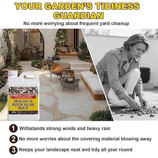 Rock Glue For Landscaping With Electric Sprayer 1 Gal Ready-to-Use Mulch Glue,Gravel Glue 100% Permeable,Pet-Safe Adhesive for Stones & Pebbles,Suitable for Outdoor Landscape,Walkways & Patios