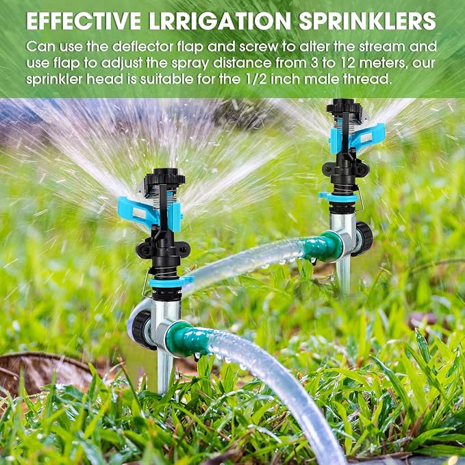 9 Pack Lawn Sprinklers for Yard Bulk Heavy Duty Water Sprinkler Head Adjustable 360 Degree Rotating Water Sprinklers Above Ground for Lawn Garden Flower Grass Irrigation Playtime