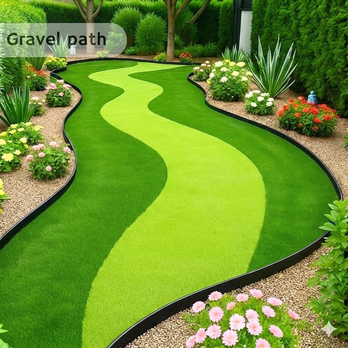 Bluepro Garden Edging Border, 4 Inch 66 ft No Dig Landscape Edging Border with 100 Steel Stakes (Strong) & Reinforced Design - Tall Plastic Lawn Barrier for Flower Beds, Walkways & Yard