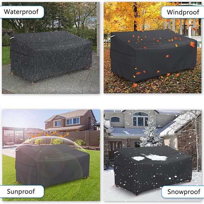 Gasadar Waterproof Outdoor Sofa Cover, 3-Seater Outdoor Loveseat Cover, 79" L×37" D×35" H, Black