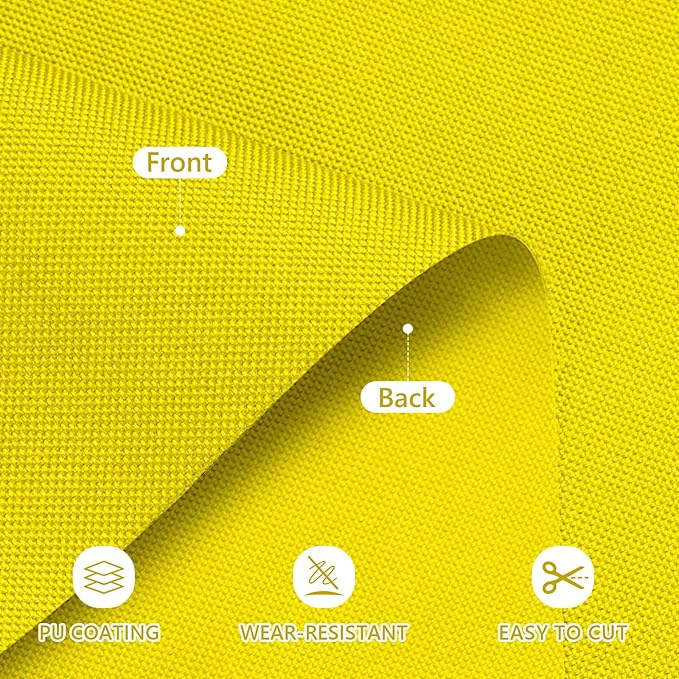 Waterproof Canvas Fabric by The Yard 58inch 600D Upholstery Material Polyester Fabric Outdoor Water Resistant Fabric for Sewing Chair Patio Cushion Purse Bag Interior, 15 Yard Yellow