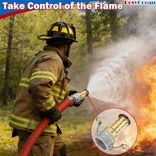 Heavey Duty 2 Inch Fire Hose Nozzle Brass Fire Equipment Industial Spray Jet Fog Nozzle with 2" Aluminum Camlock Fitting